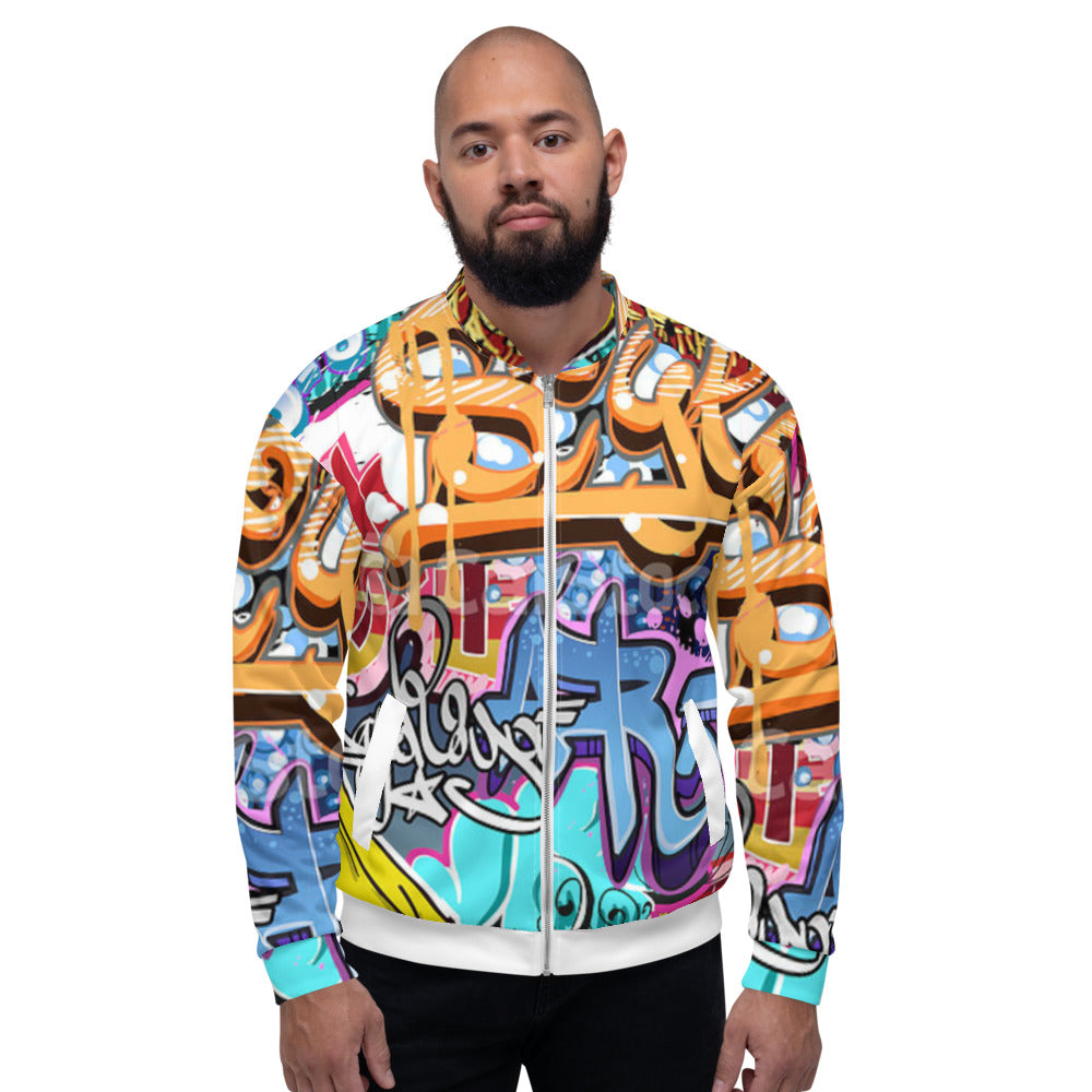 Unisex Bomber Jacket Graffiti Style