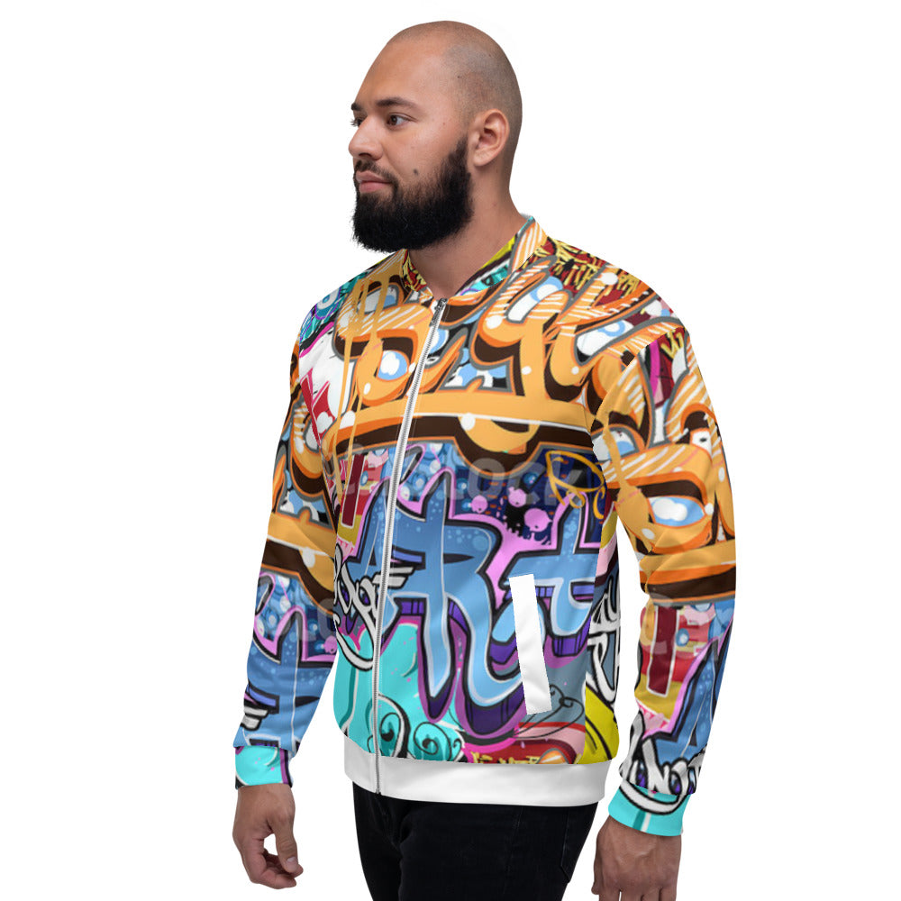 Unisex Bomber Jacket Graffiti Style