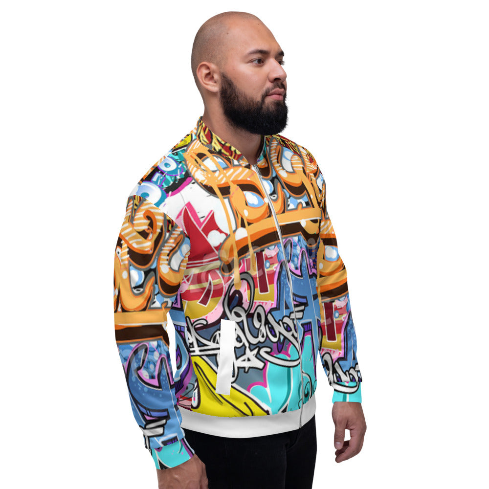 Unisex Bomber Jacket Graffiti Style