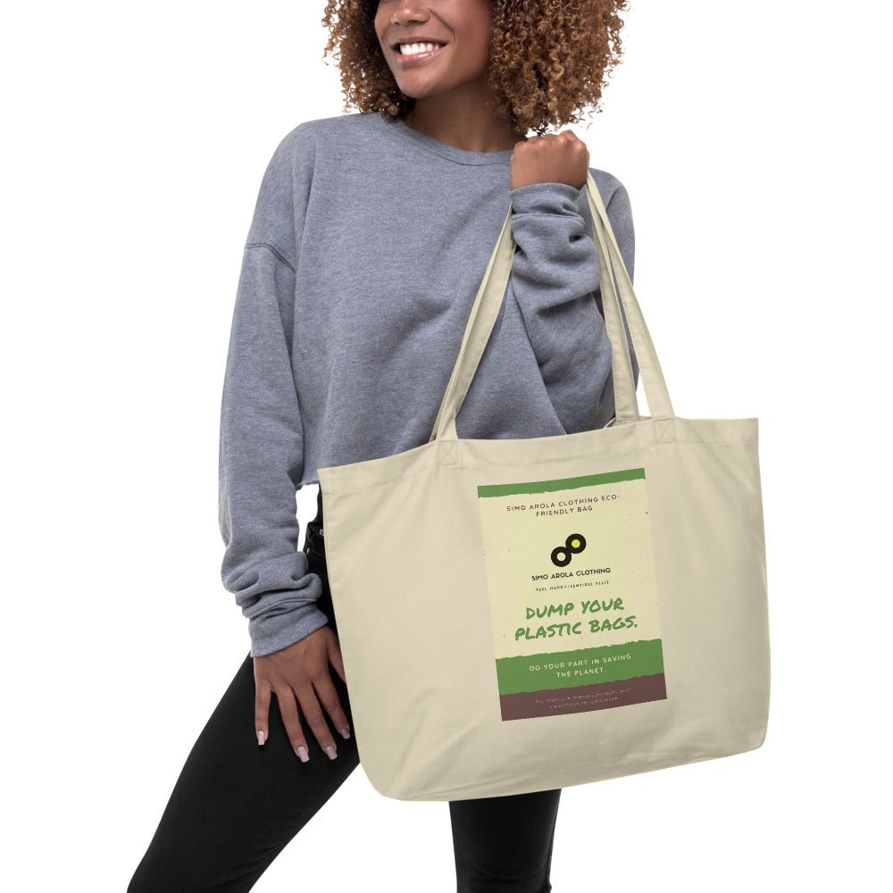 Large organic eco tote bag anti plastic 13,6 kg (30lbs) max weight (printed in USA)