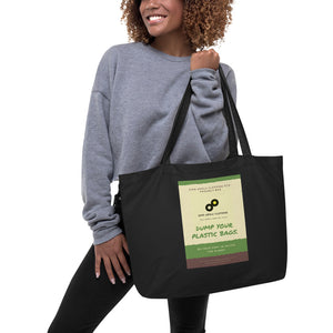 Large organic eco tote bag anti plastic 13,6 kg (30lbs) max weight (printed in USA)